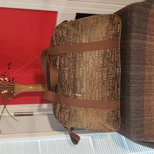 💘🖤💘 VINTAGE FRANCE PARIS TAPESTRY CARRY-ON WEEKENDER TRAVEL LUGGAGE TOUR BAG